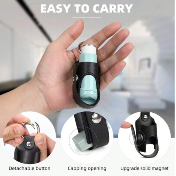 Rescue Inhaler Keychain Keyring Leatherette Magnetic Snap Black NWT - Picture 4 of 5